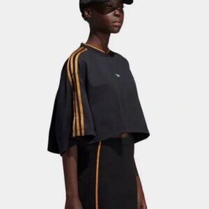ADIDAS IVY PARK 3-Stripes Crop Tee Black Gold XL